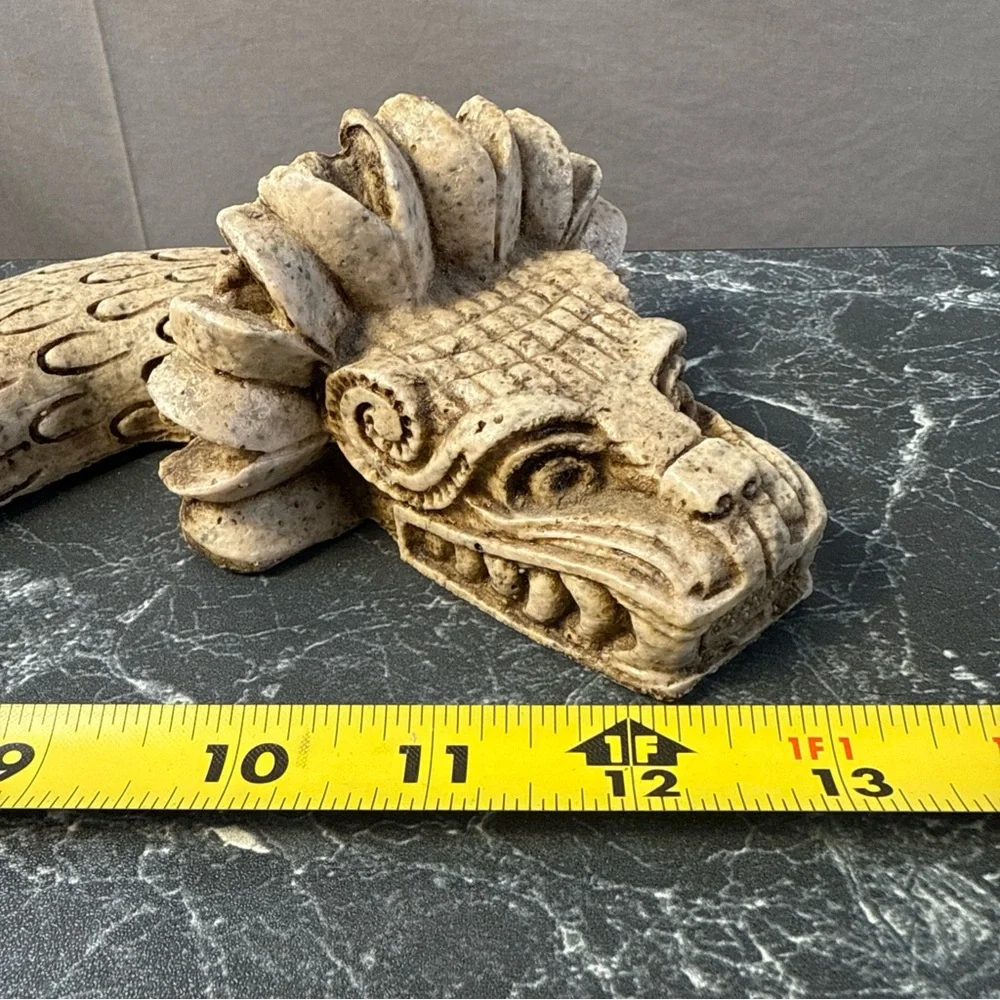 Vintage Aztec Serpent Statue Made Of Resin